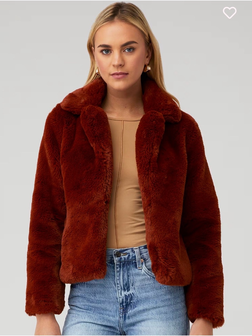 PacSun Plush Teddy Jacket in Deep Rust